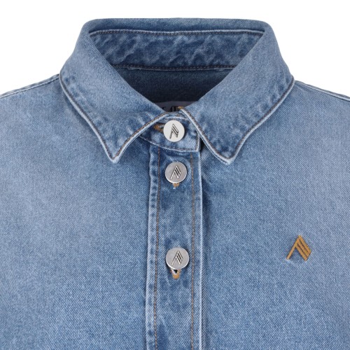 Sky Blue Asymmetric Hem Denim Shirt