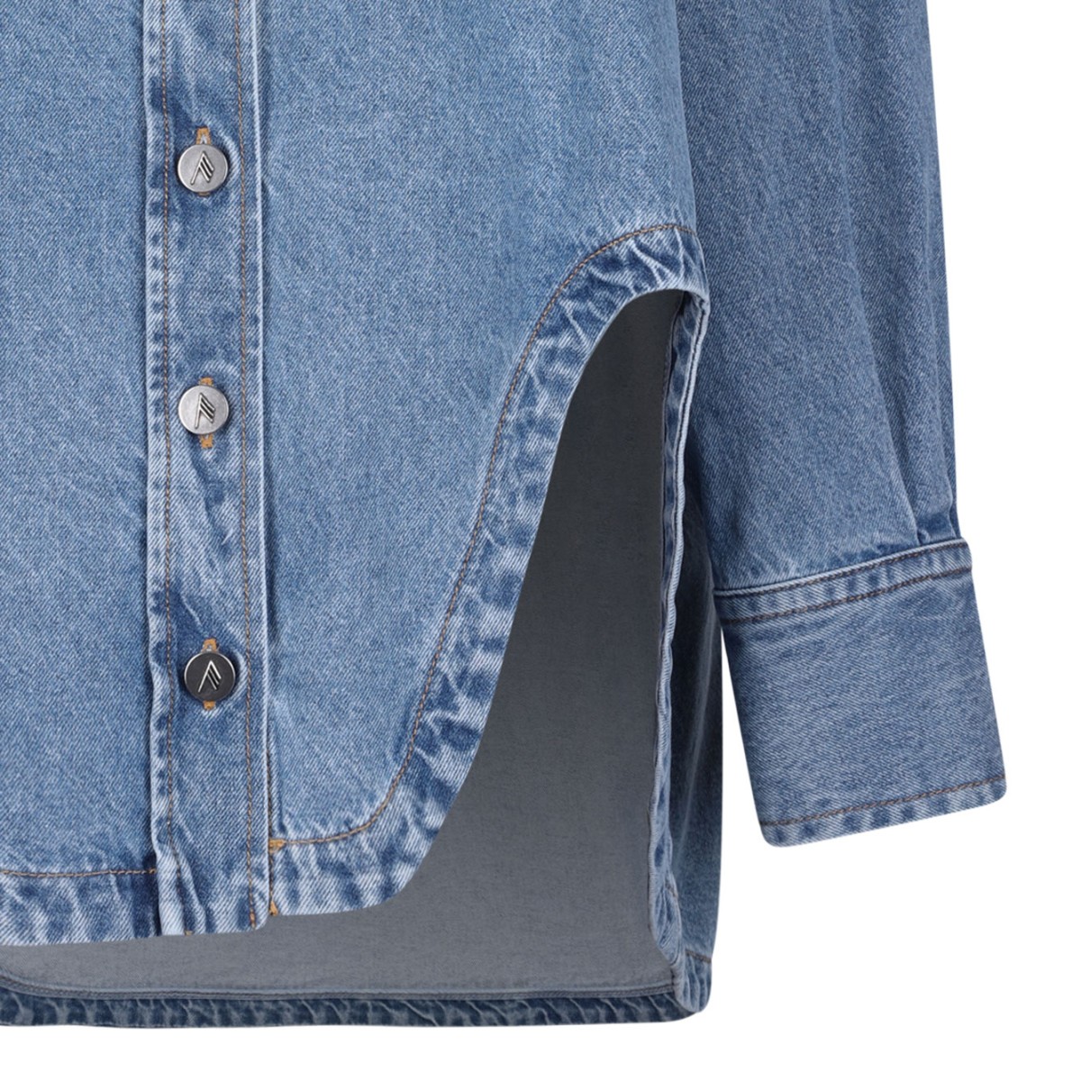 Sky Blue Asymmetric Hem Denim Shirt