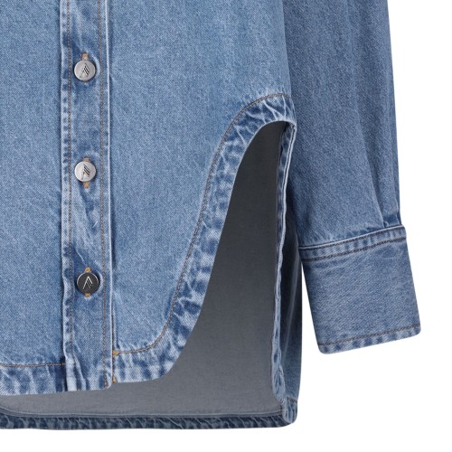 Sky Blue Asymmetric Hem Denim Shirt