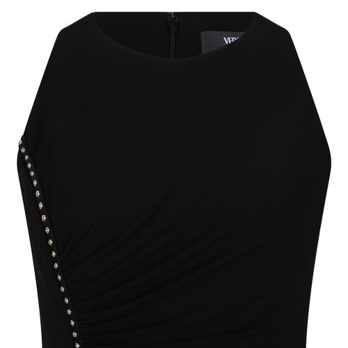Black Jersey Crepe Stretch Miniskirt