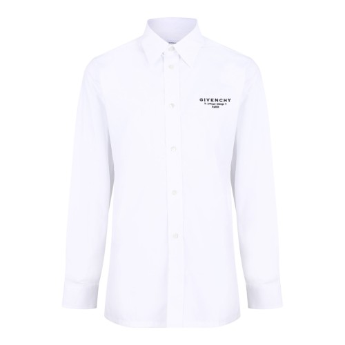 White Logo-Embroidered Cotton Shirt