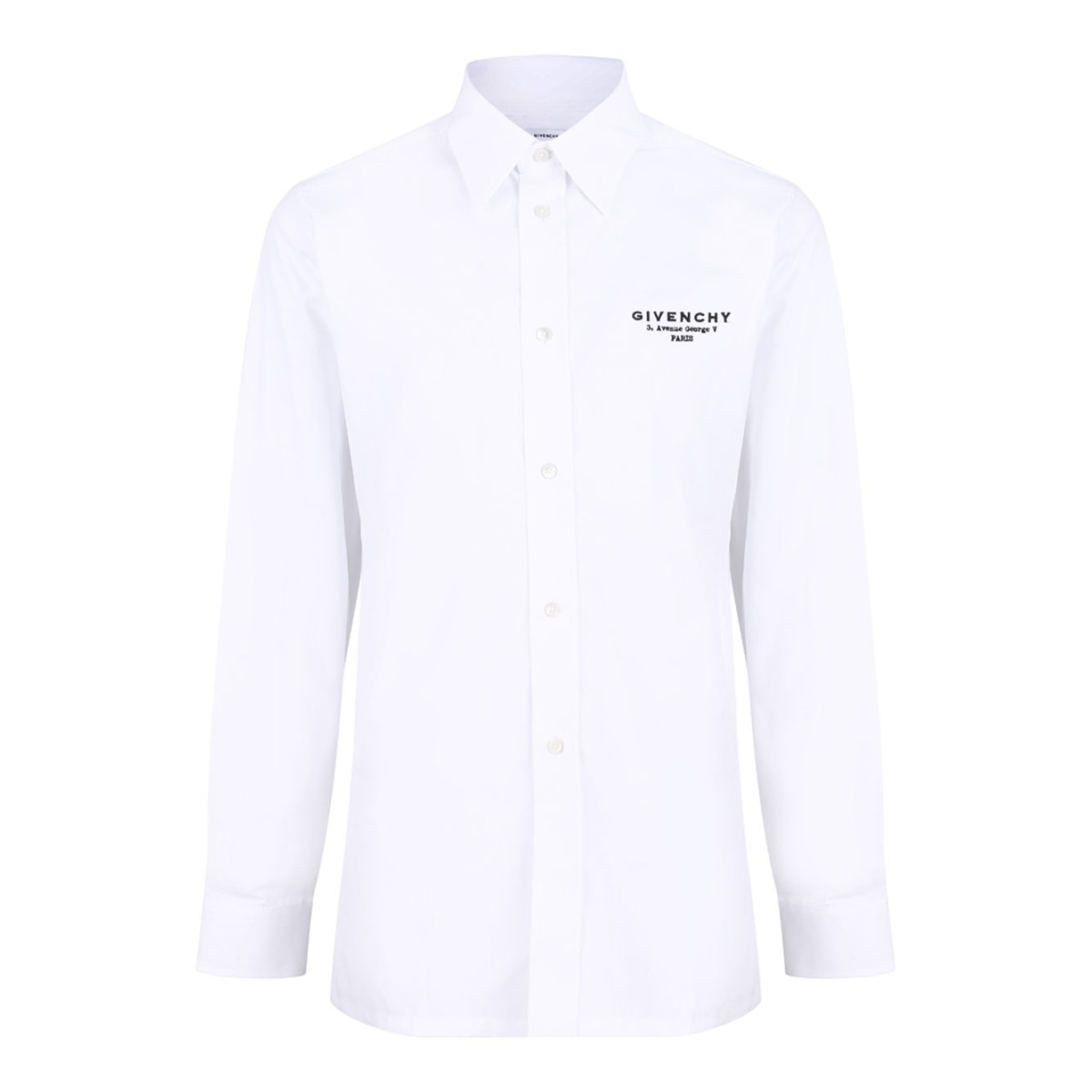 White Logo-Embroidered Cotton Shirt