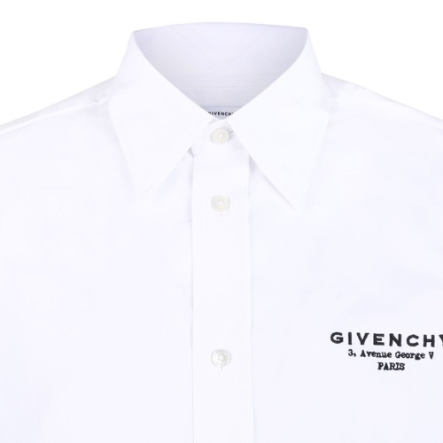 White Logo-Embroidered Cotton Shirt