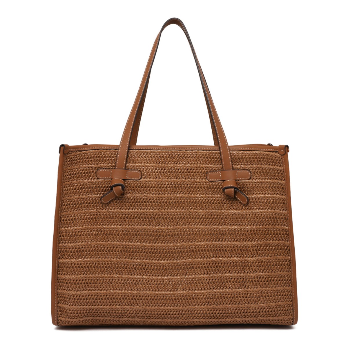 Caramel Straw With Woven Effect Tote Bag