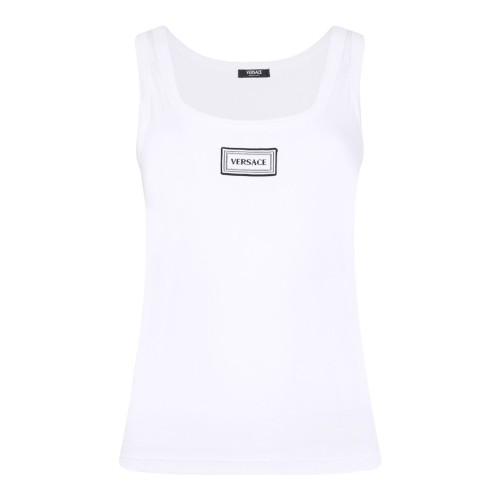 White Stretch Ribbed Cotton Tank Top
