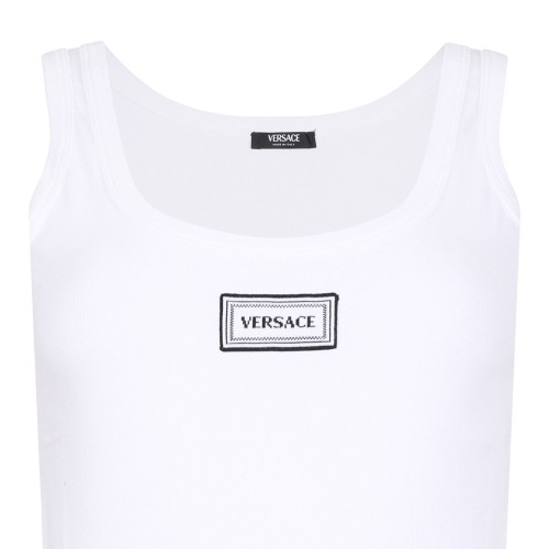 White Stretch Ribbed Cotton Tank Top