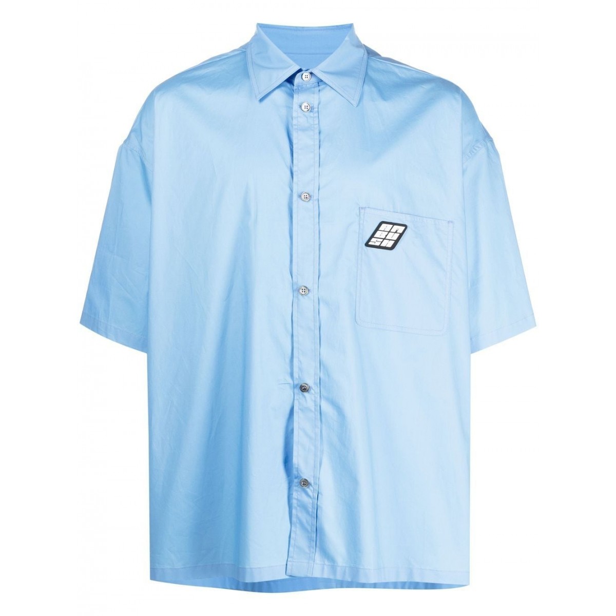 Light Blue Cotton Logo Patch Bowling Shirt