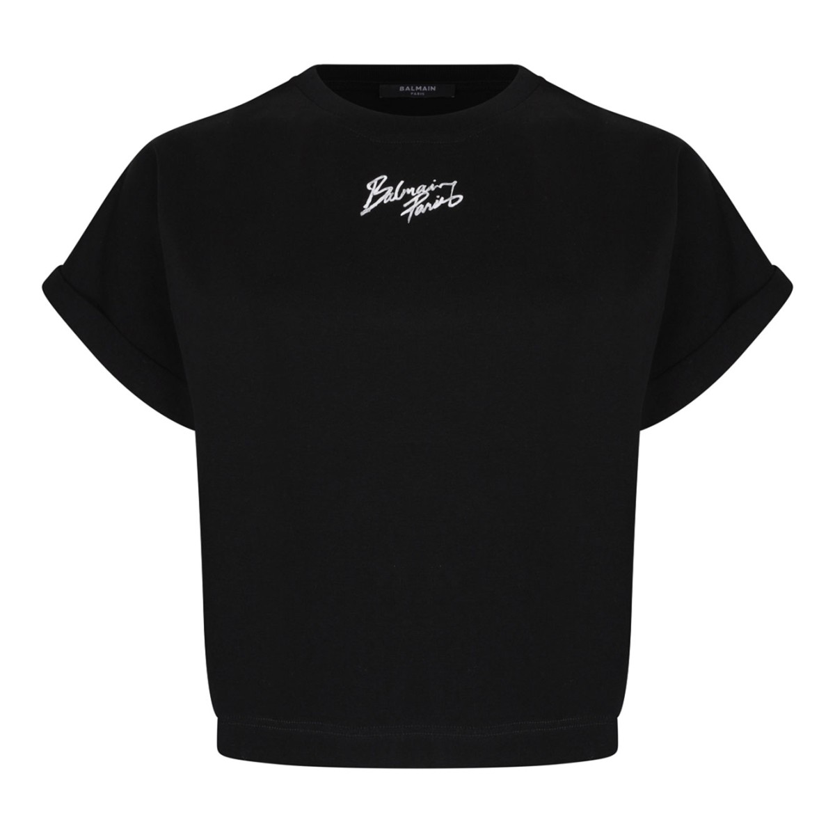 Black Cotton Cropped T-Shirt