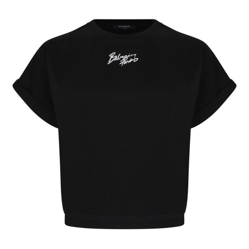 Black Cotton Cropped T-Shirt