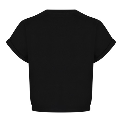 Black Cotton Cropped T-Shirt