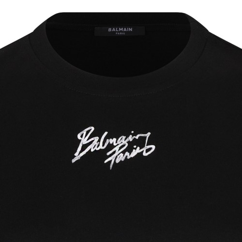 Black Cotton Cropped T-Shirt