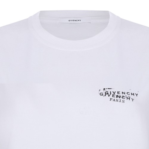 White T-shirt In Cotton With Logo Stamp Print