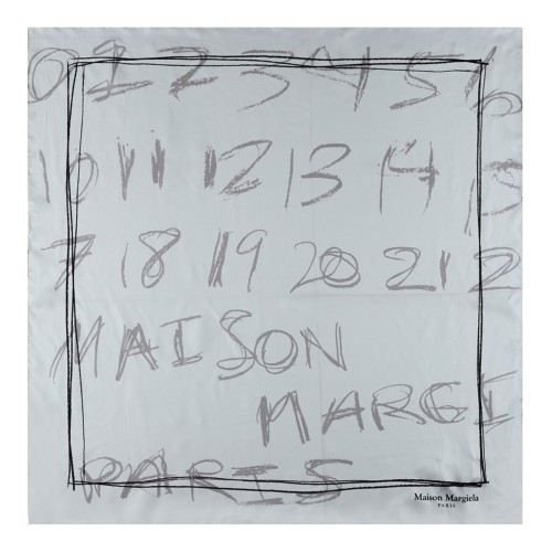 Dusty Sky Scribbled Numerical Silk Foulard