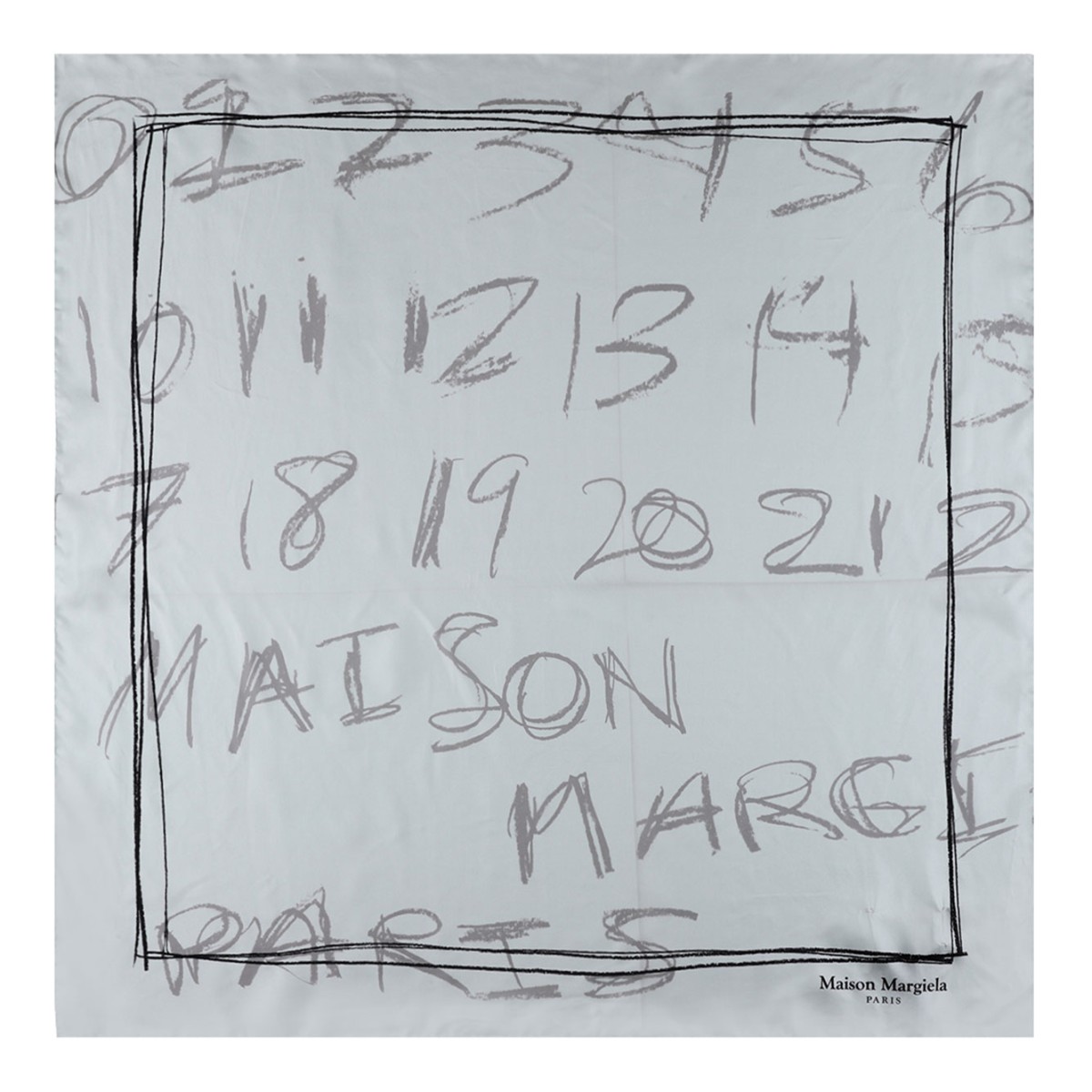 Dusty Sky Scribbled Numerical Silk Foulard