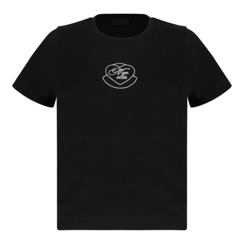 Black Embroidered Heart Logo T-Shirt