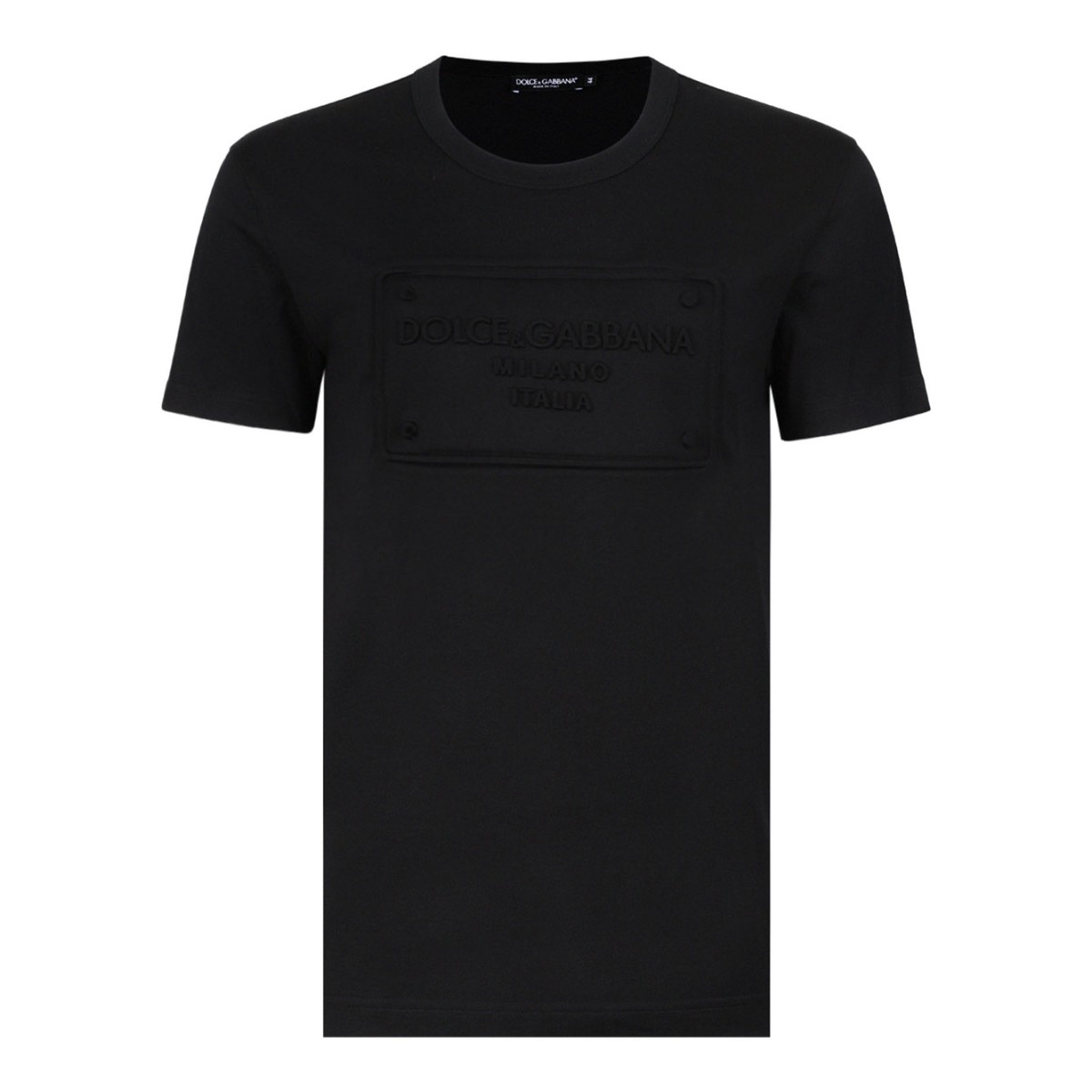 Black Cotton T-Shirt With Logo Embossed