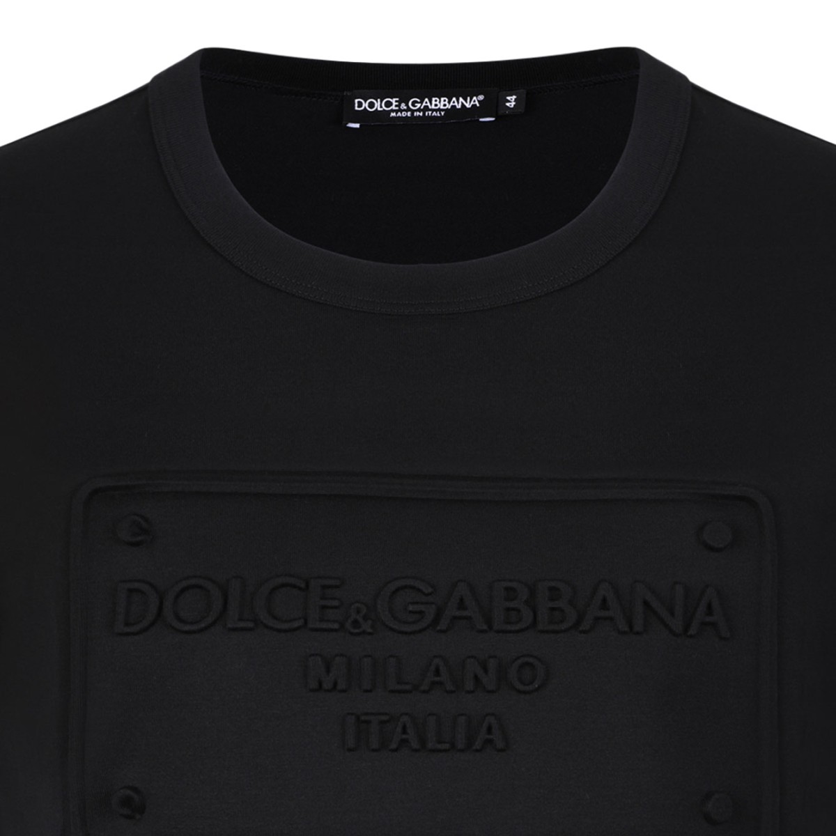 Black Cotton T-Shirt With Logo Embossed