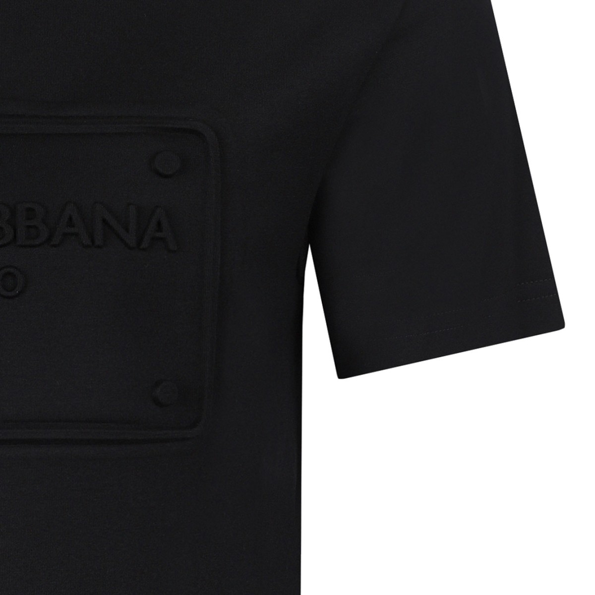 Black Cotton T-Shirt With Logo Embossed