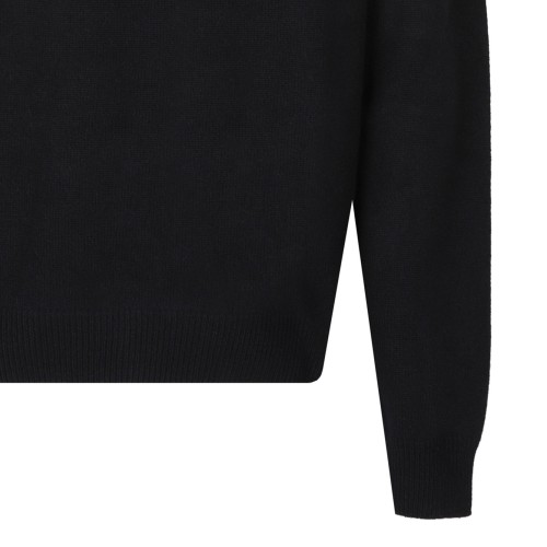 Black Intarsia Cashmere Knit Sweater
