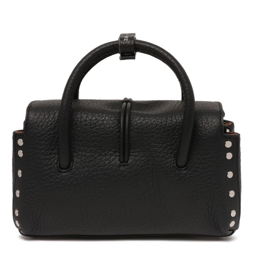Black Hammered Leather Dotta Baby Bag 2