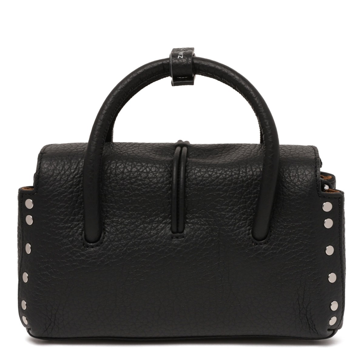 Black Hammered Leather Dotta Baby Bag