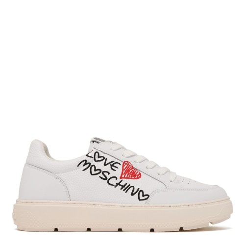 White Logo Print Sneakers