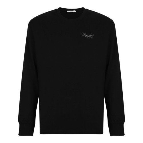 Black Cotton T-shirt With Logo Stamp Print