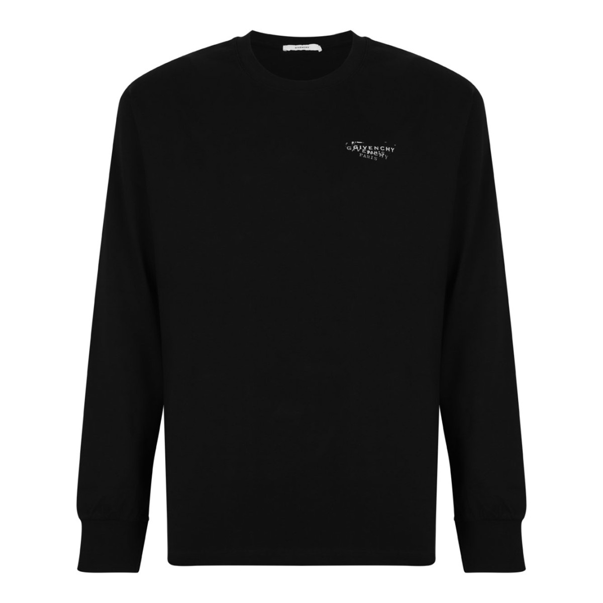 Black Cotton T-shirt With Logo Stamp Print