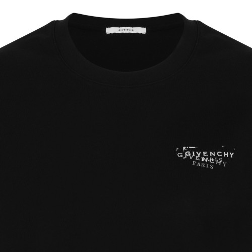 Black Cotton T-shirt With Logo Stamp Print