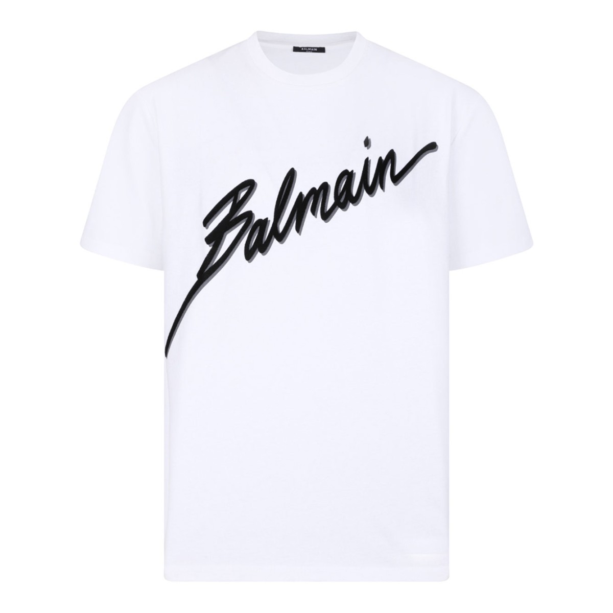 White and Black Letter Flock T-Shirt