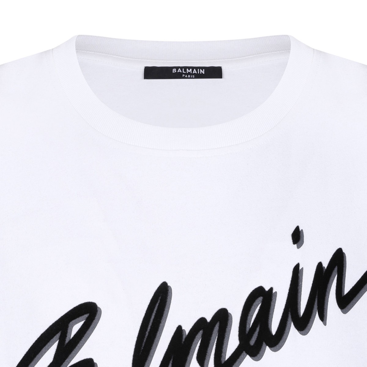 White and Black Letter Flock T-Shirt