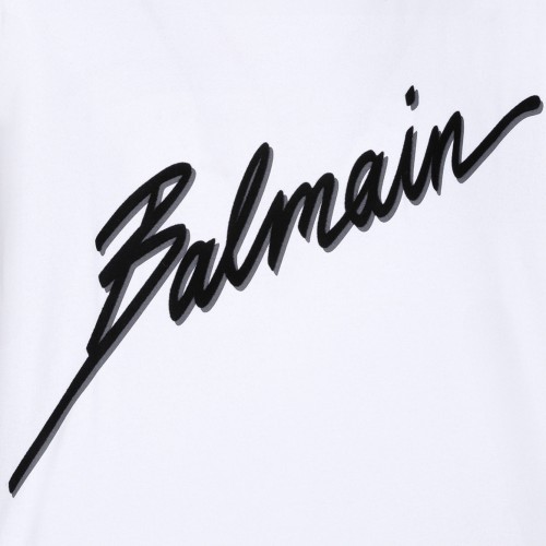 White and Black Letter Flock T-Shirt