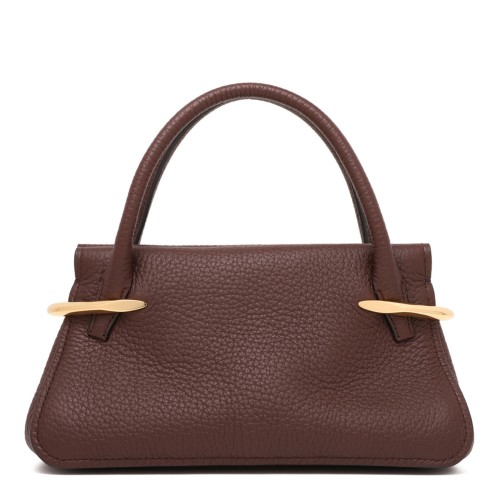 Ebony Brown Mini Pinch Bag In Grained Leather 2