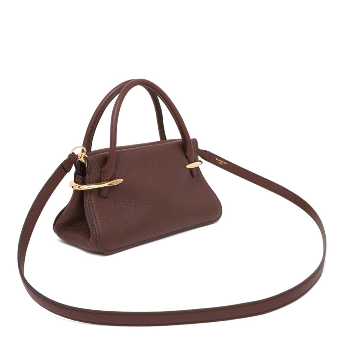 Ebony Brown Mini Pinch Bag In Grained Leather