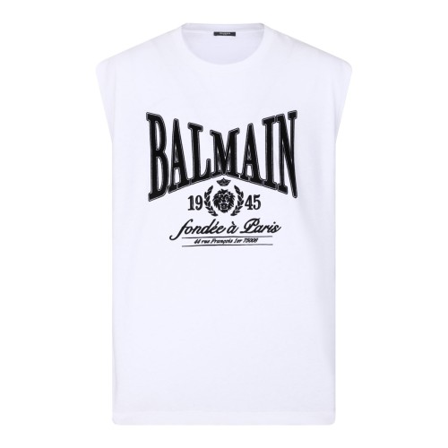 White and Black Casual Tank Top With Print