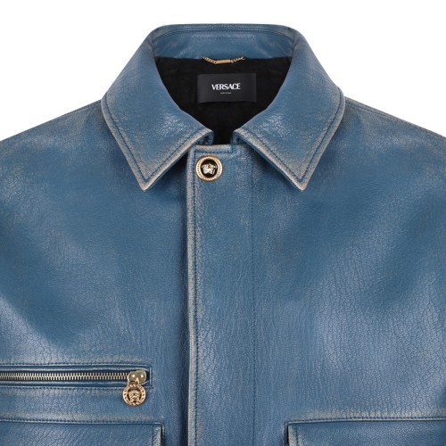 Petrol Blue Leather Jacket
