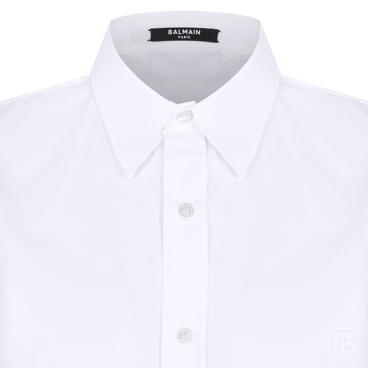 White Short-Sleeve Cotton Poplin Shirt