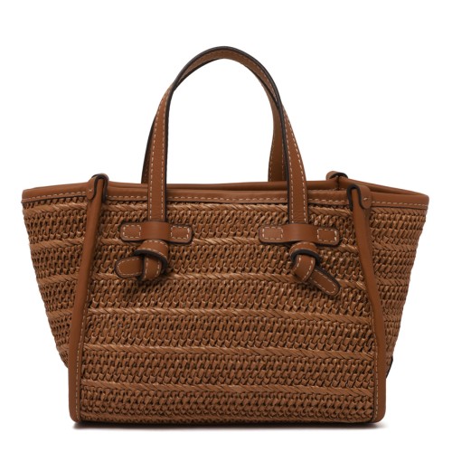 Caramel Straw Woven Mini Tote Bag 2