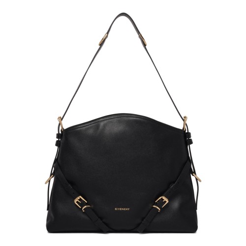 Black Voyou Medium Bag in Glossy Leather