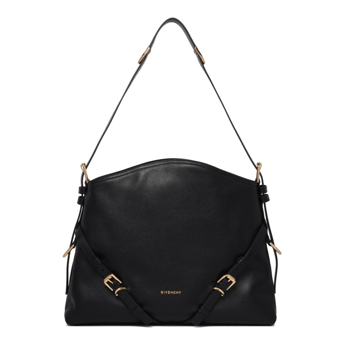 Black Voyou Medium Bag in Glossy Leather