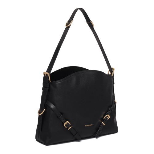 Black Voyou Medium Bag in Glossy Leather