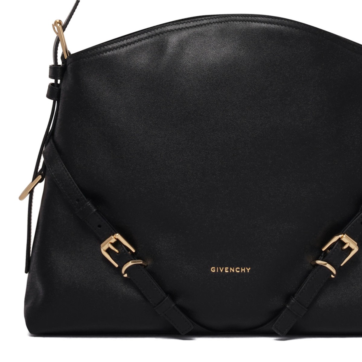 Black Voyou Medium Bag in Glossy Leather