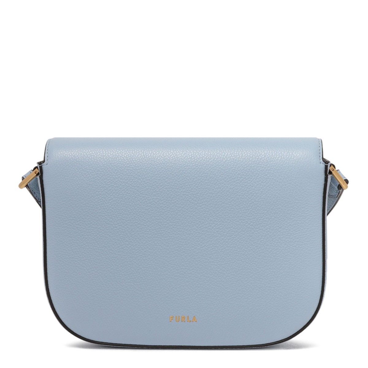 Light Blue Curved-Flap Crossbody Bag