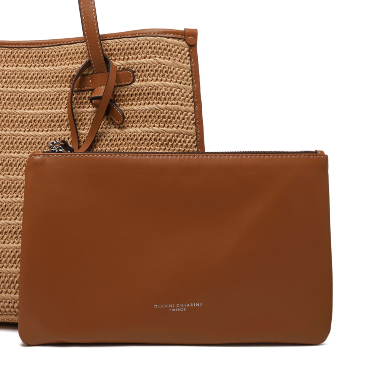 Natural Straw With Woven Effect Tote Bag