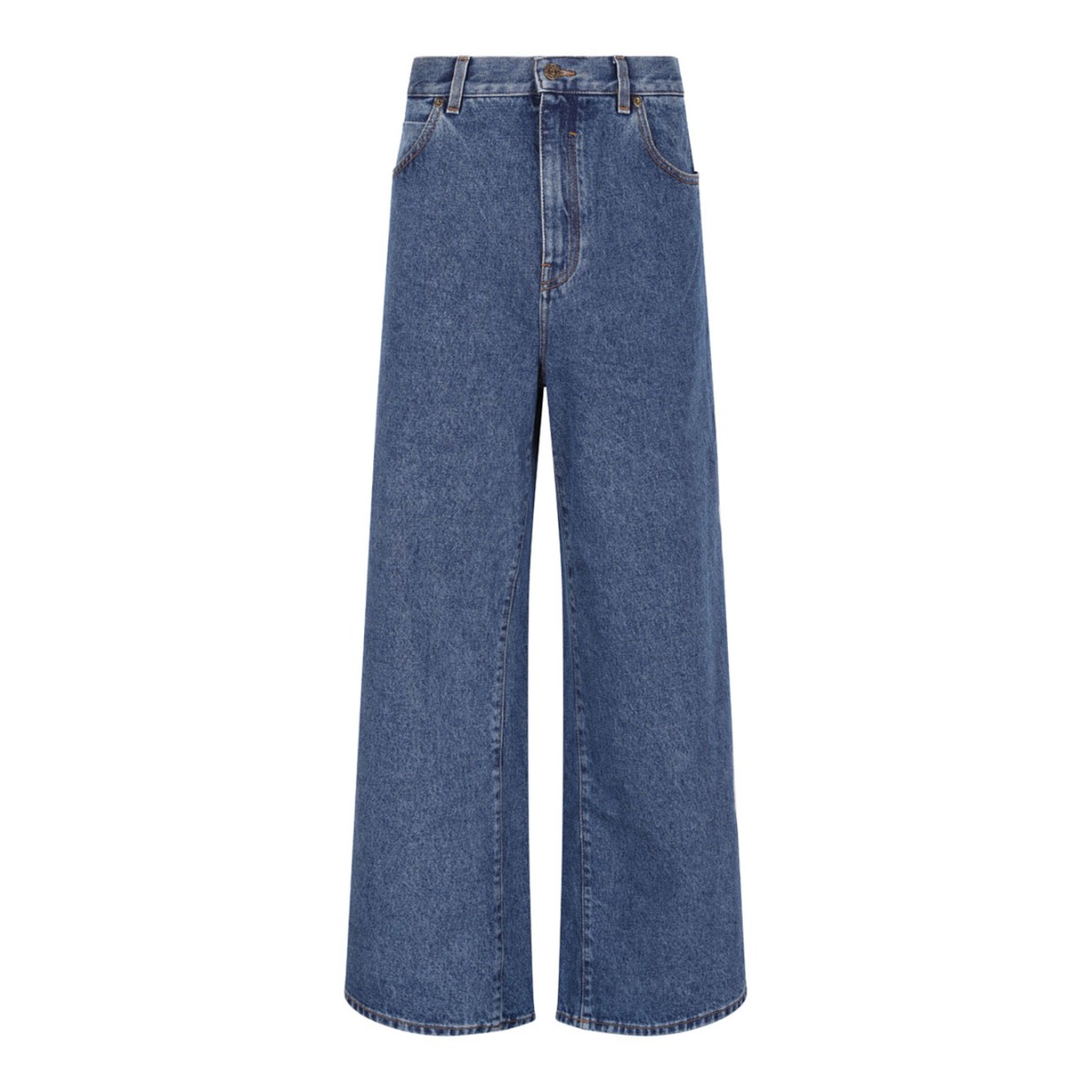 Blue Denim Wide Leg Jeans
