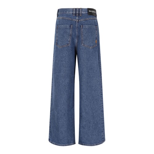Blue Denim Wide Leg Jeans 2