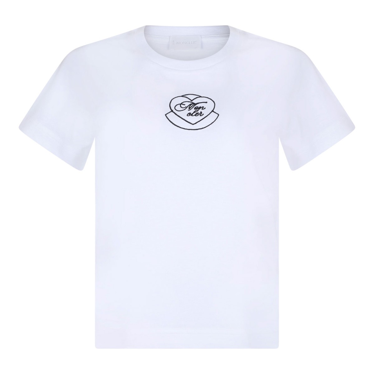 White Embroidered Heart Logo T-Shirt