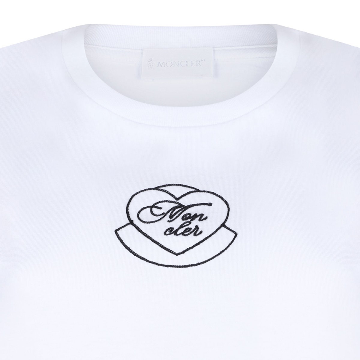 White Embroidered Heart Logo T-Shirt