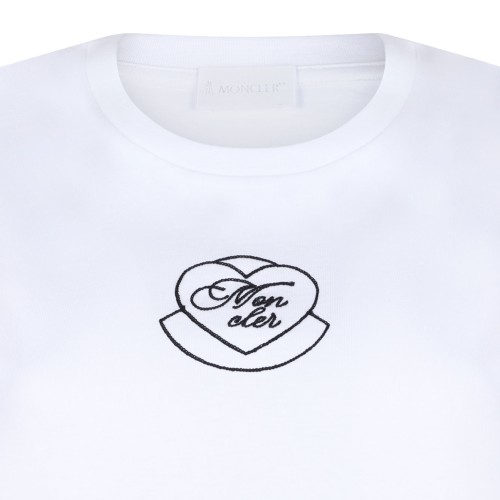 White Embroidered Heart Logo T-Shirt