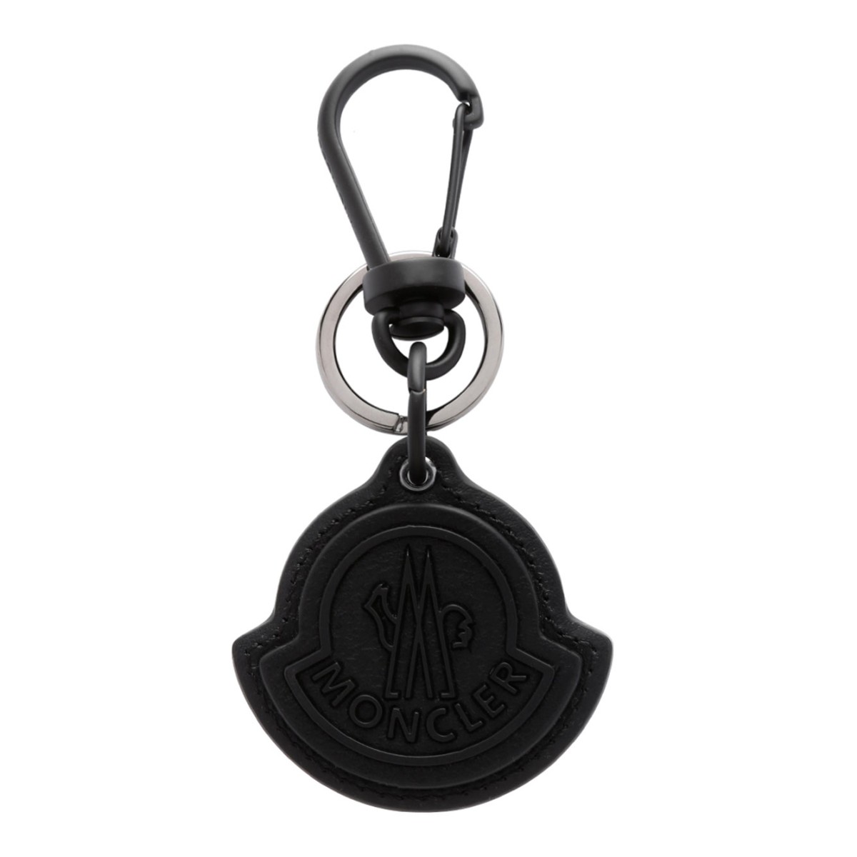 Black Leather Key Ring With Logo